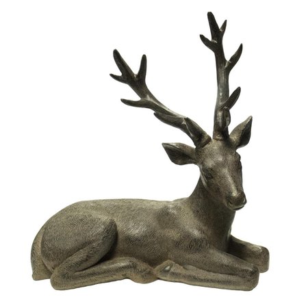 SAGEBROOK HOME Sagebrook Home 11222 Resin Deer Sitting Figurine; Brown 11222